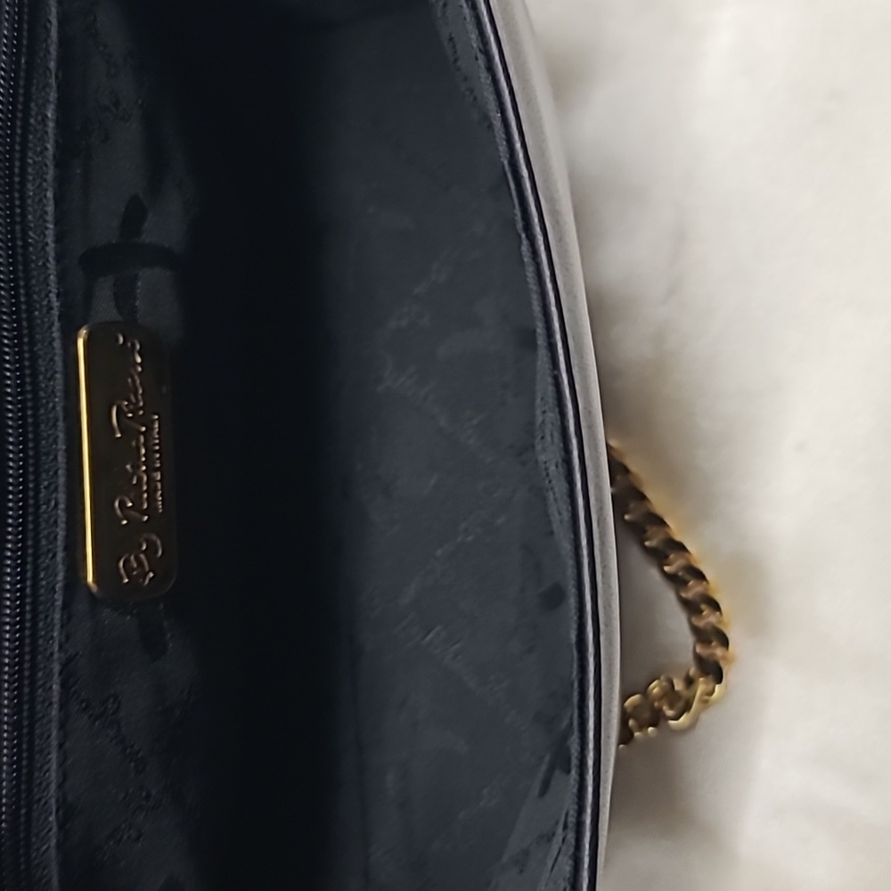 Paloma Picasso Vintage black leather crossbody bag w gold chain strap NWOT - Picture 6 of 9